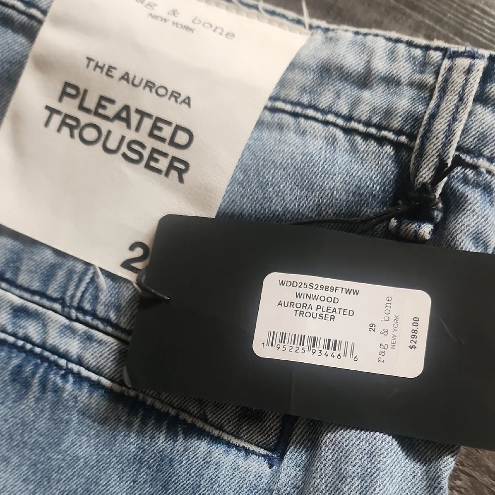 rag & bone Aurora Pleated Trousers in Light Blue - Picture 2 of 6